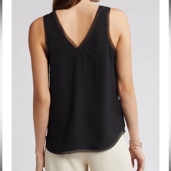 Halogen NWOT Raw Edge Hem Tank Black - Picture 3 of 9